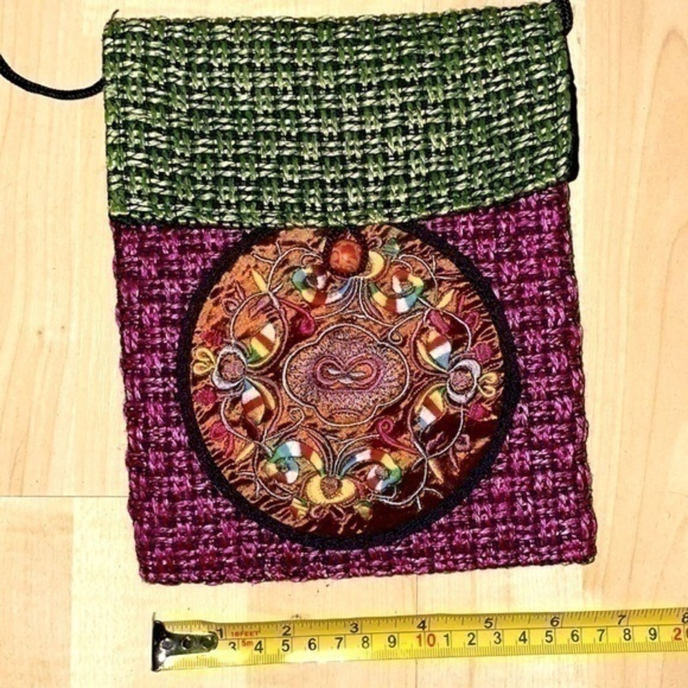 NWOT Chinese handmade knit luck embroidery purse crossbody bag travel passport - Picture 5 of 13
